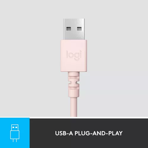 Fone de ouvido Headset H390 Usb Rose Logitech - Imagem 3